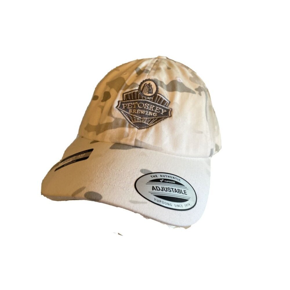 Petoskey Brewing‎ Yupoong MultiCam Alpine Camo Hat White Adjustable Baseball Cap